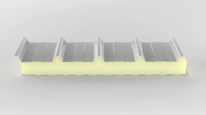 Tető szendvicspanel PUR100mm, törtfehér RAL9002, IP