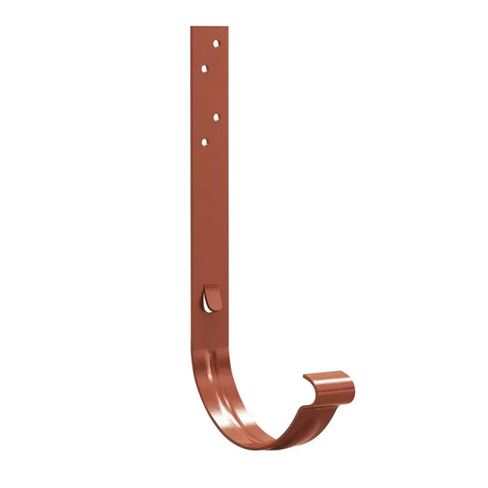 Csatornatartó vas, 210mm, 33-as(nagy) rendszerhez, egyenes szárú, RAL 8004 Téglavörös fényes Bordó (30 év garancia)