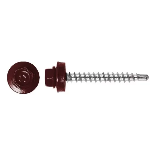 Rögzítő csavar fához, RAL3005 fényes (borvörös) - 4,8*35mm - 50db