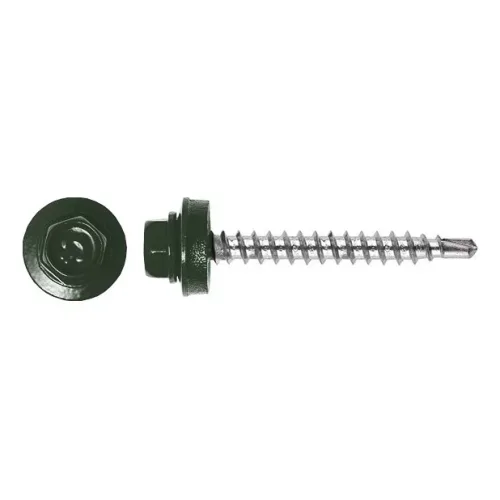 Rögzítő csavar fához, RAL6020 fényes (mohazöld) - 4,8*35mm - 50db