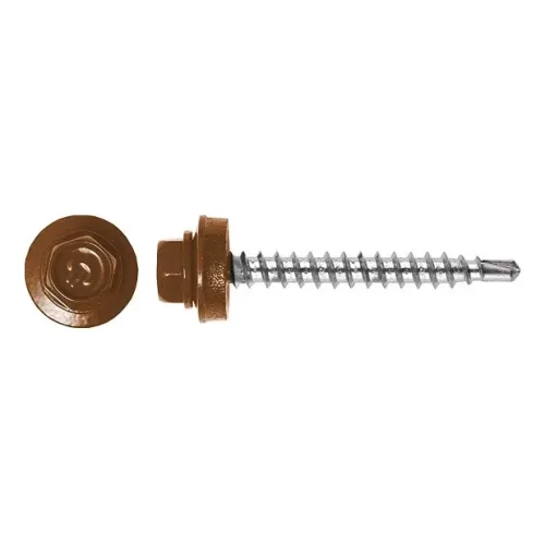 Rögzítő csavar fához, RAL8003 fényes (bronzvörös) - 4,8*35mm - 50db