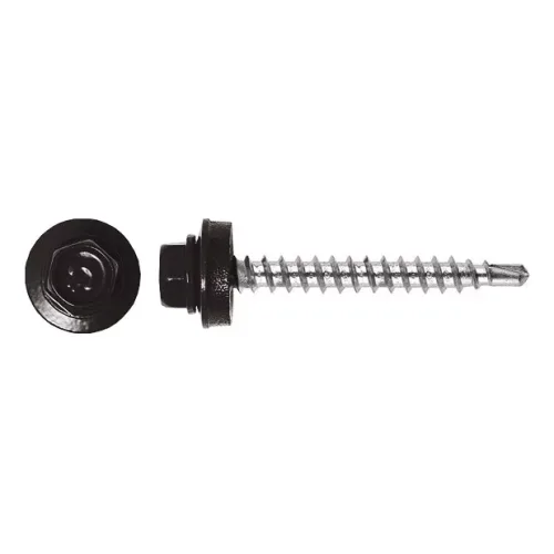 Rögzítő csavar fához, RAL8019 fényes (szürkésbarna) - 4,8*35mm - 50db