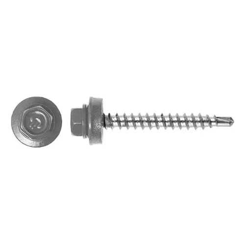 Rögzítő csavar fához, RAL9006 fényes (alumínium szürke) - 4,8*35mm - 50db