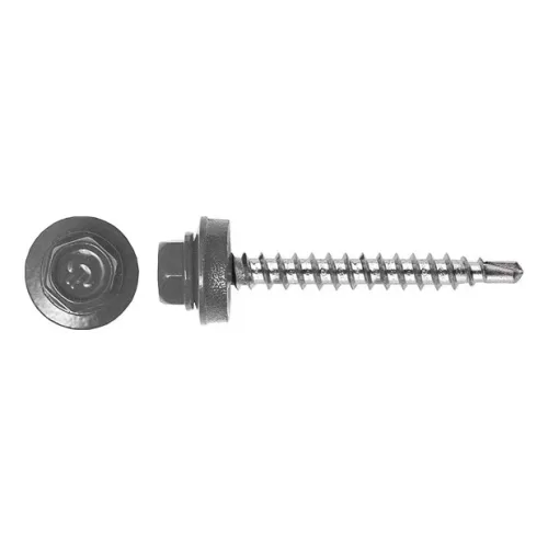 Rögzítő csavar fához, RAL9007 fényes (ezüstszürke) - 4,8*35mm - 50db